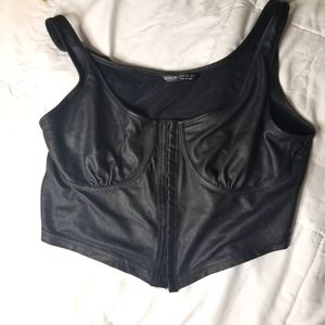 Faux Leather Bustier Cropped Top XL